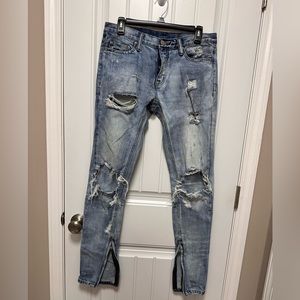 MNML Minimal Distressed Men’s Skinny Light Wash Jeans Size 30